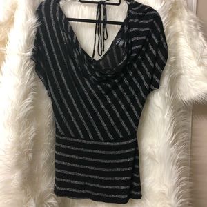 Rue21 Black and silver striped blouse